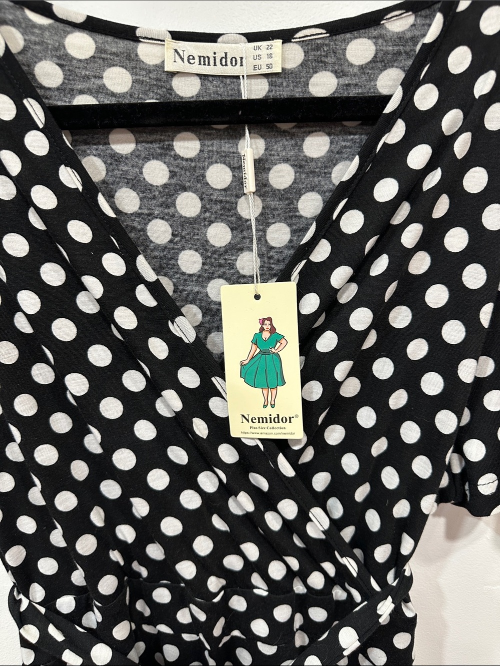 Nemidor Black & White Polka Dot Midi Dress - Picture 3 of 4